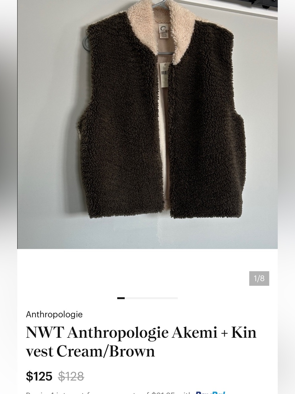 Anthropologie Sherpa Vest — Brown & Cream